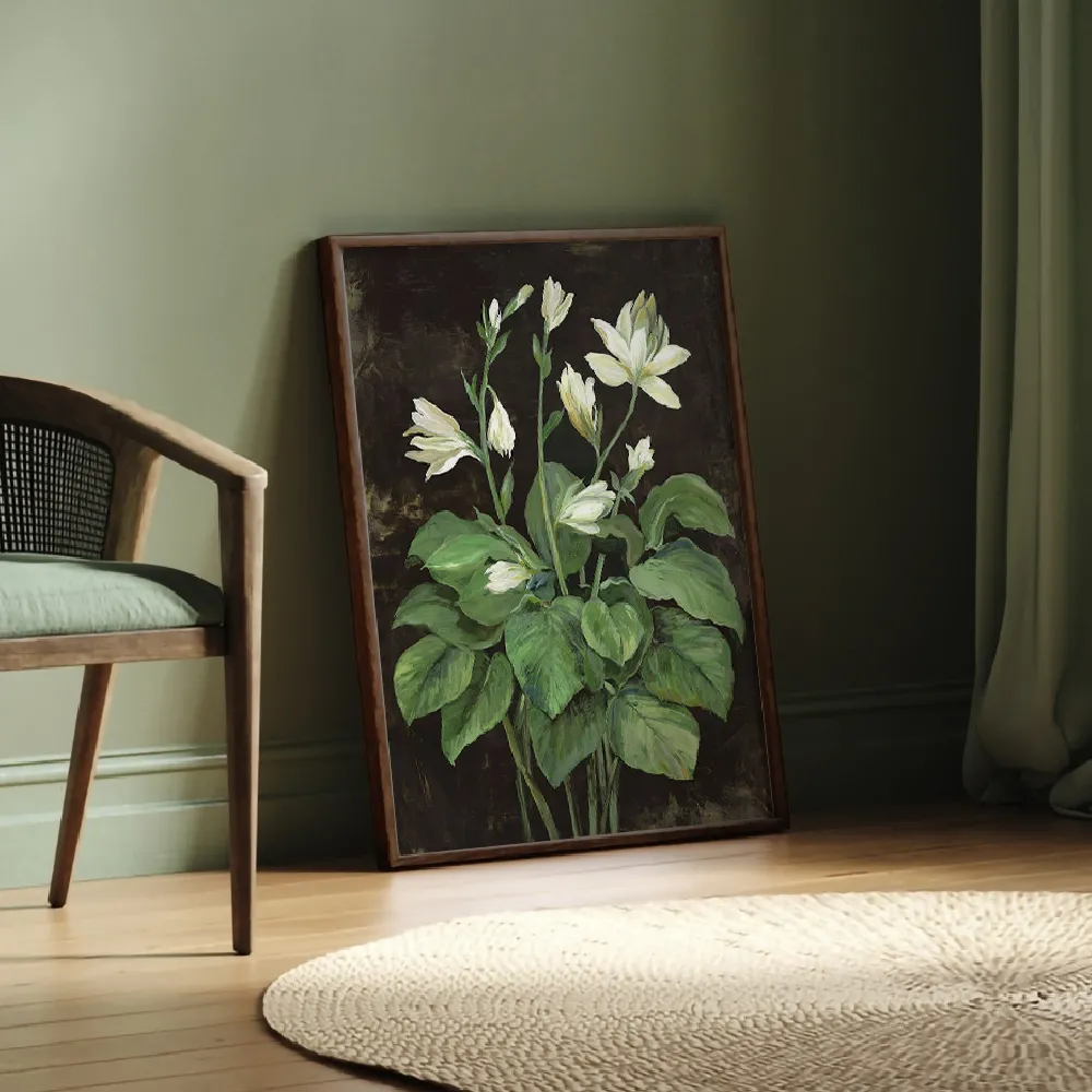 Set of wall art painting,Blooming Hosta