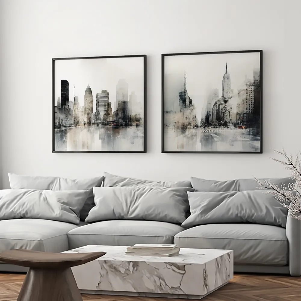 Set of wall art painting,New York Layered Urban