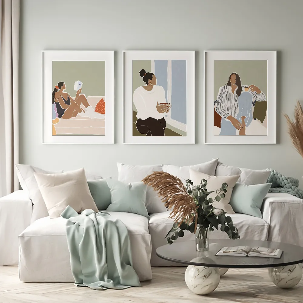 Set of wall art painting,Woman Enjoying