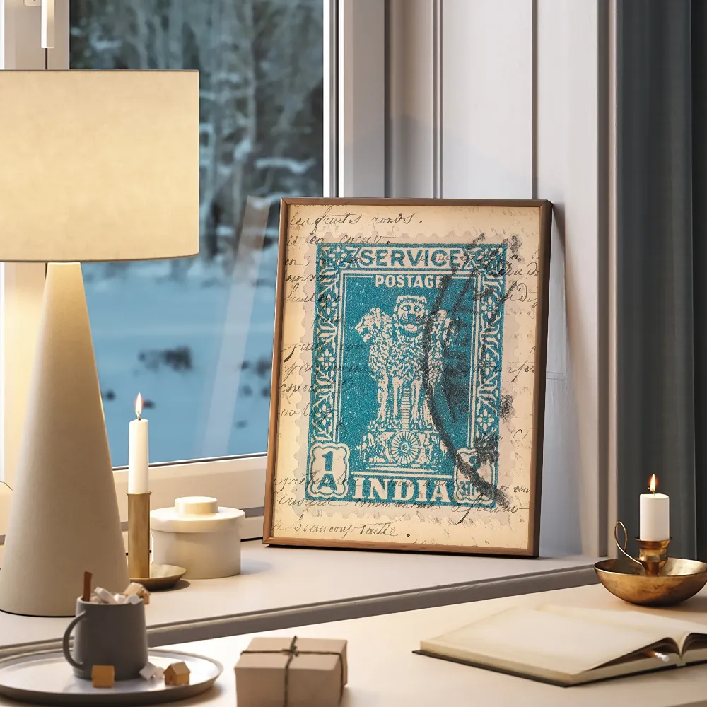 Set of wall art painting,Vintage Stamp