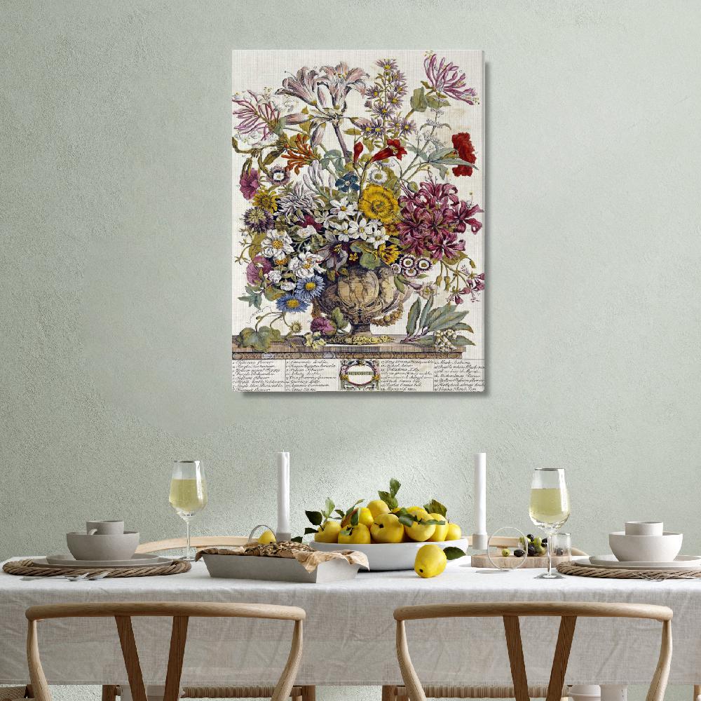 Set of wall art painting,October - Twelve Months of Flowers