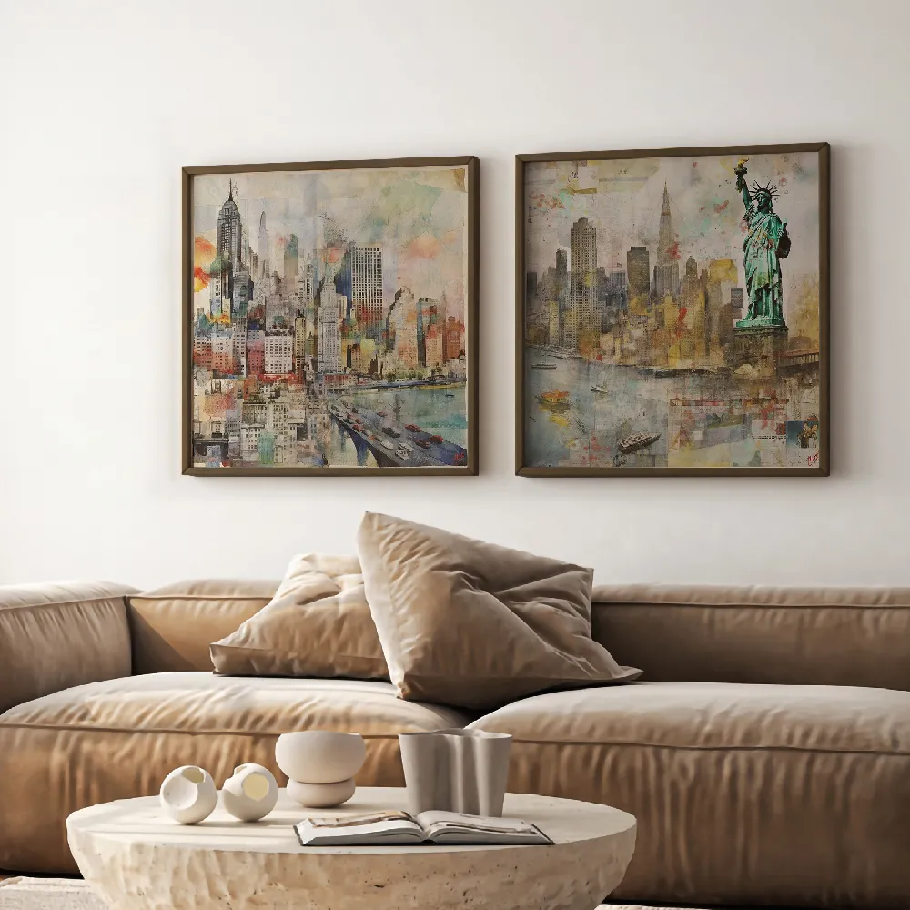 Set of wall art paintings full view