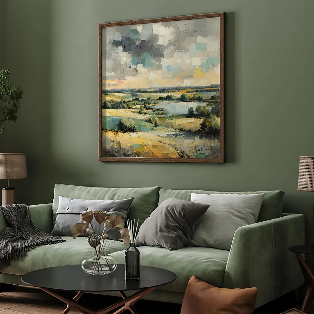 Set of wall art painting,Lake Abstract 