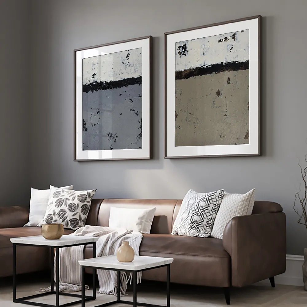 Set of wall art painting,Light Over Grey