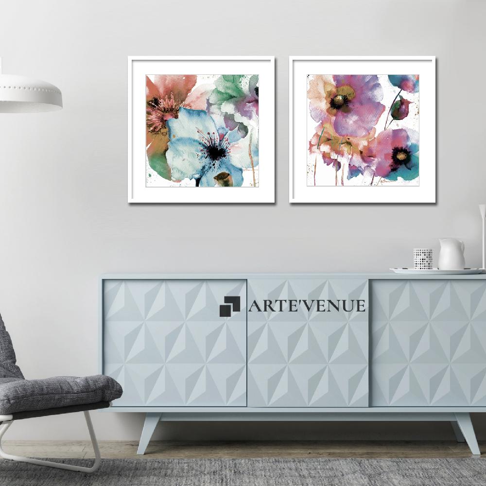 Set of wall art painting,Pink Flowers 