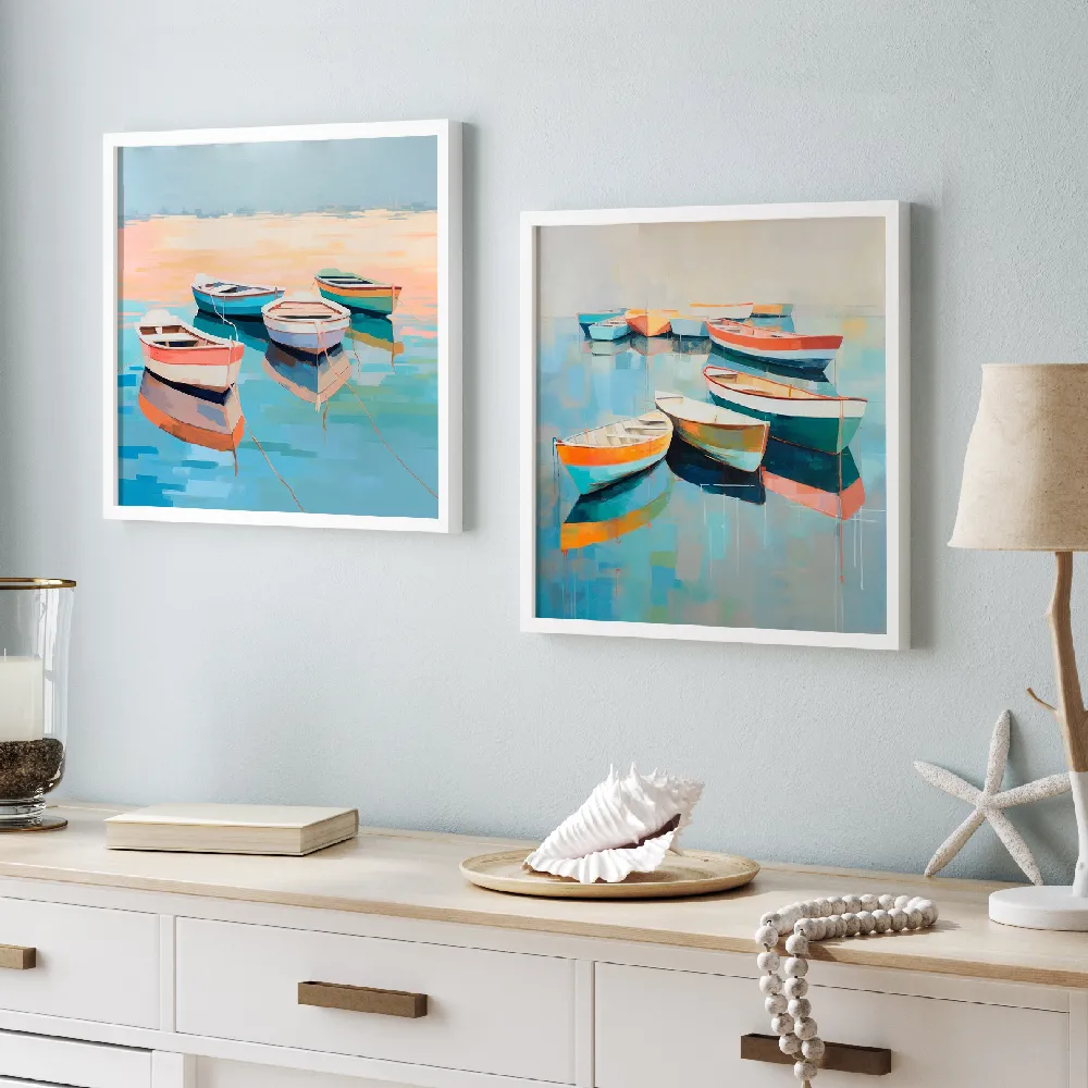 Set of wall art painting,Harbor Haven Hideaway 