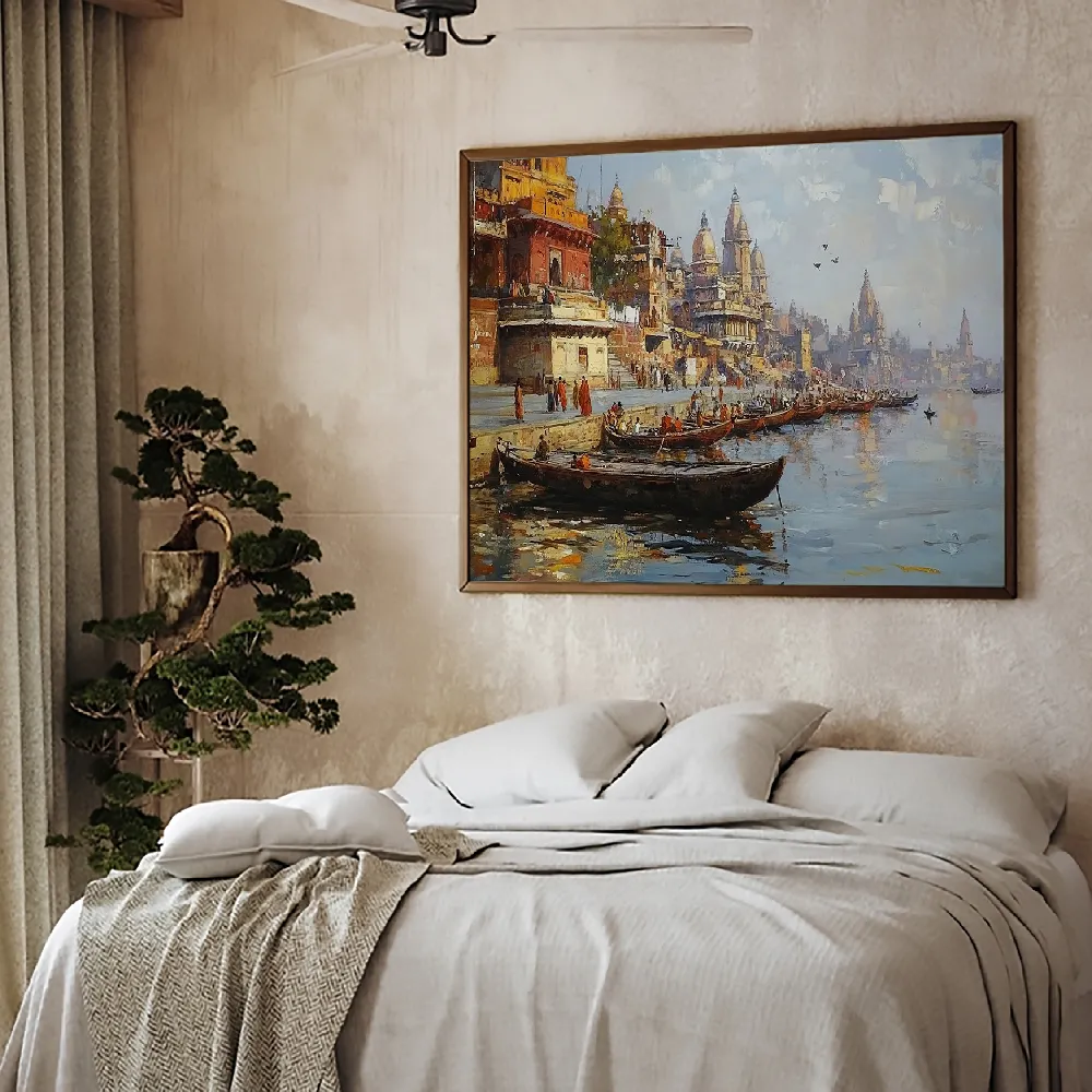 Set of wall art painting,Banaras Ghat 