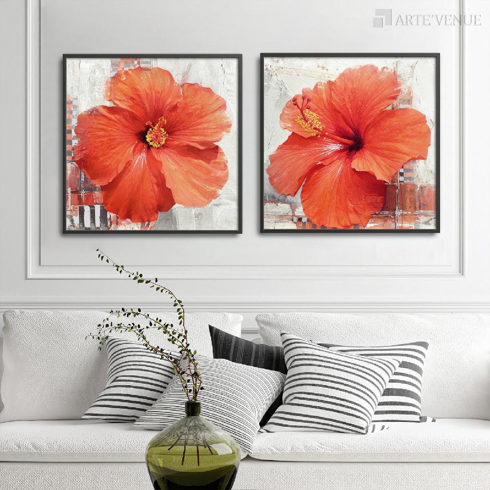 Set of wall art painting,Hibiscus