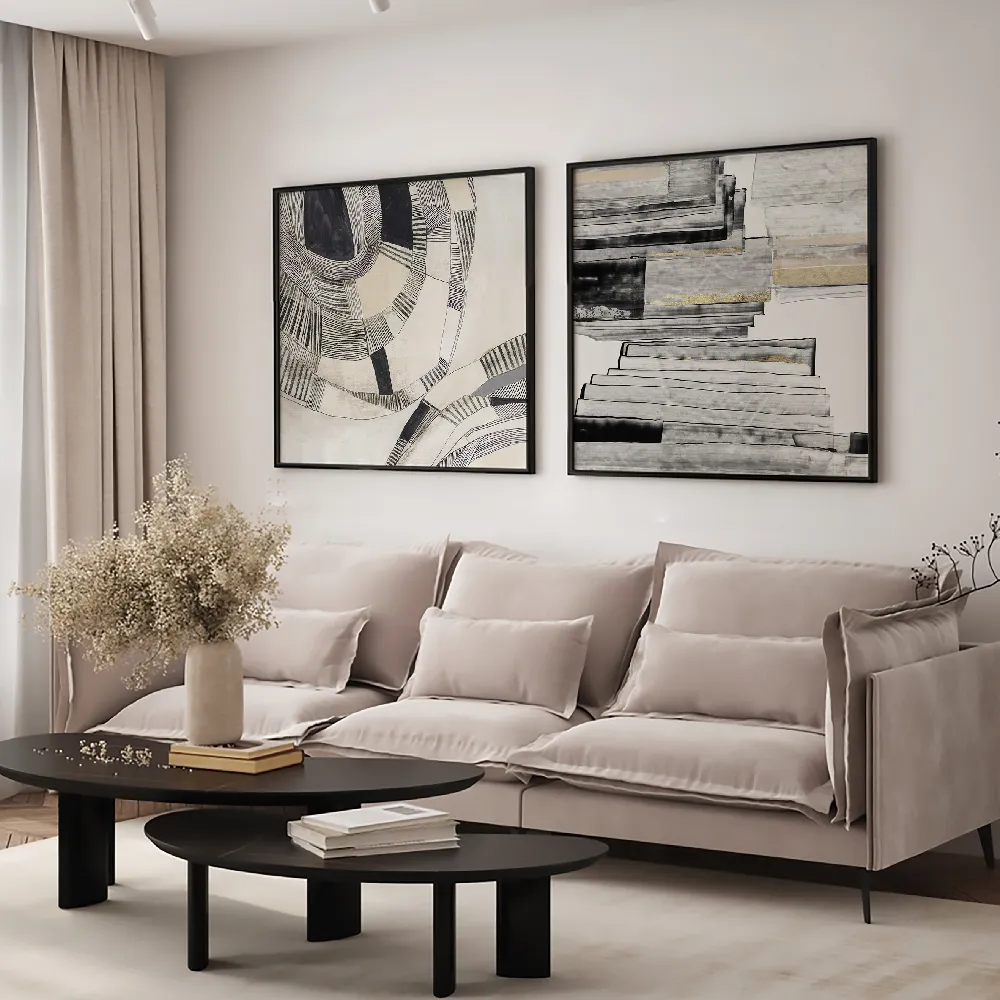 Set of wall art painting,Shadowed Symmetry