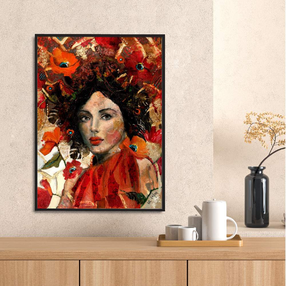 Set of wall art painting,Lady Rouge