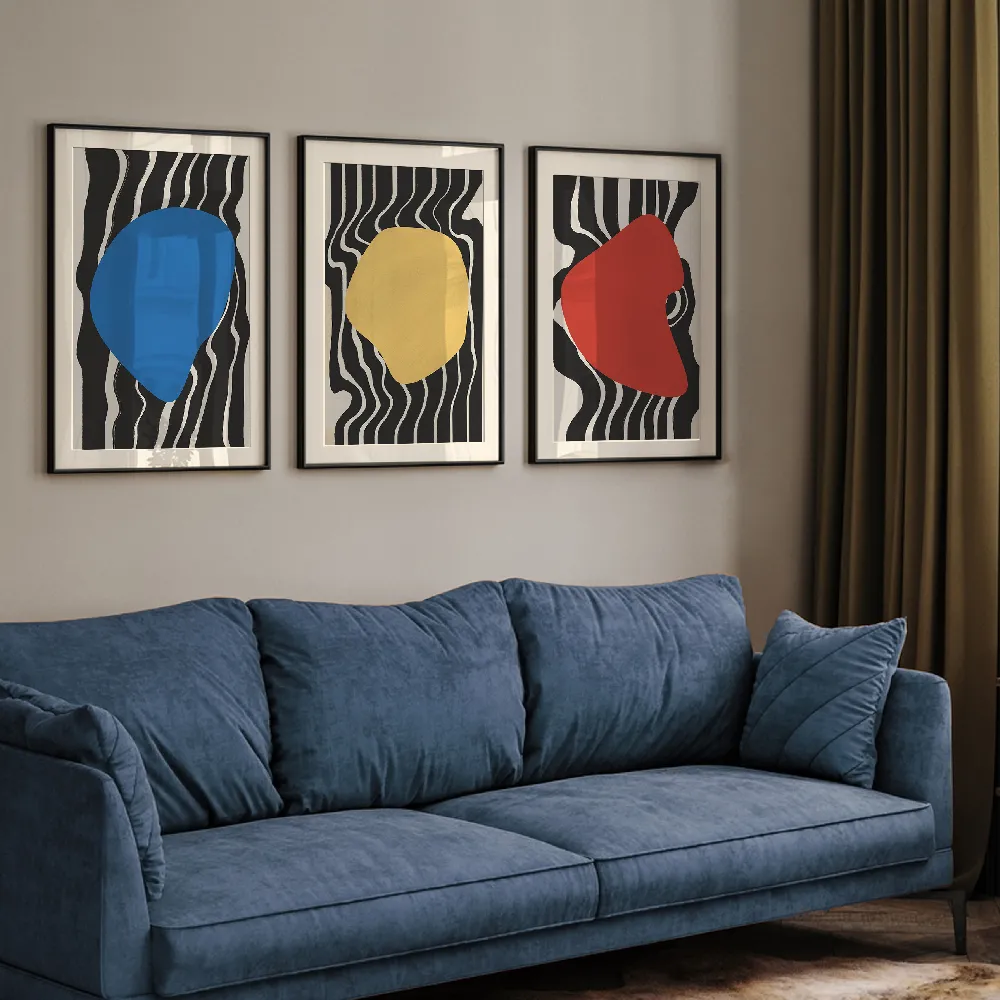 Set of wall art painting,Liquid Shapes 