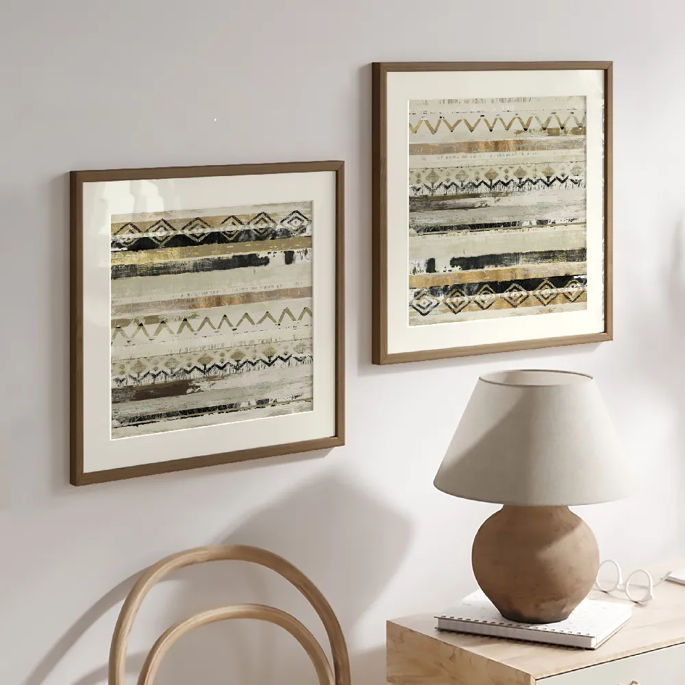 Set of wall art painting,African Patchwork