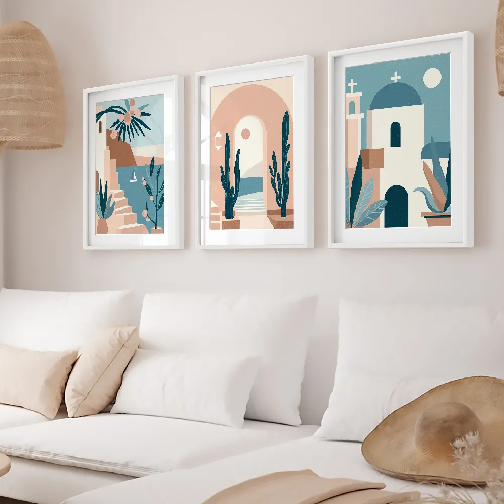 Set of wall art painting,Santorini