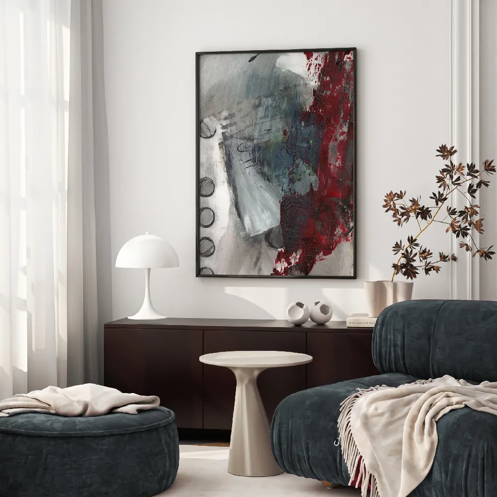 Set of wall art painting,Crimson Brushes