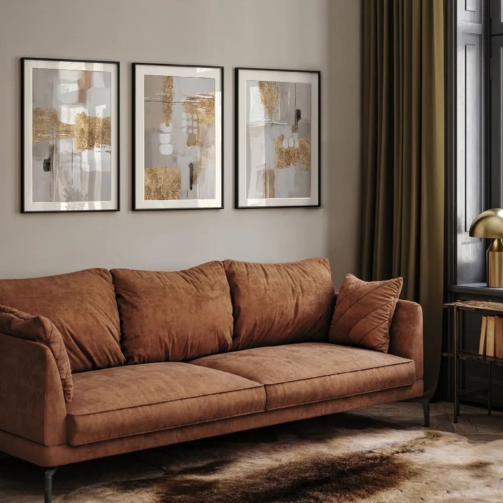 Set of wall art painting,Golden happiness