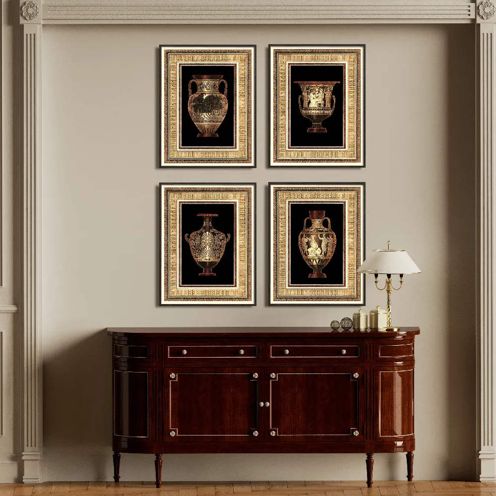 Set of wall art painting,Etruscan Earthenware