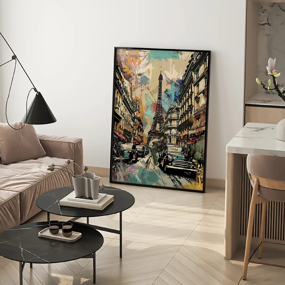 Set of wall art painting,Paris - France