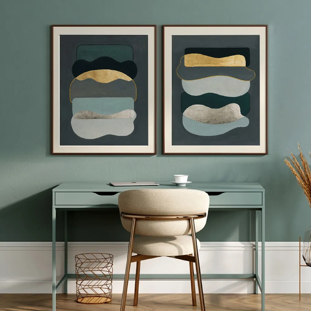 Set of wall art painting,Underwater Coins