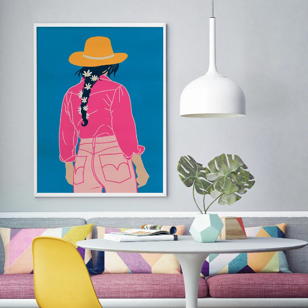 Set of wall art painting,Cowgal