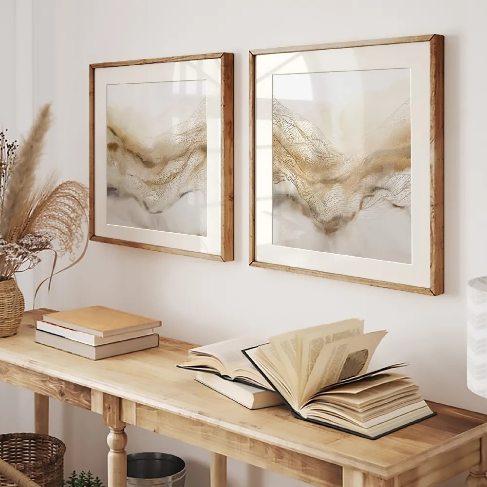 Set of wall art painting,Line Haze