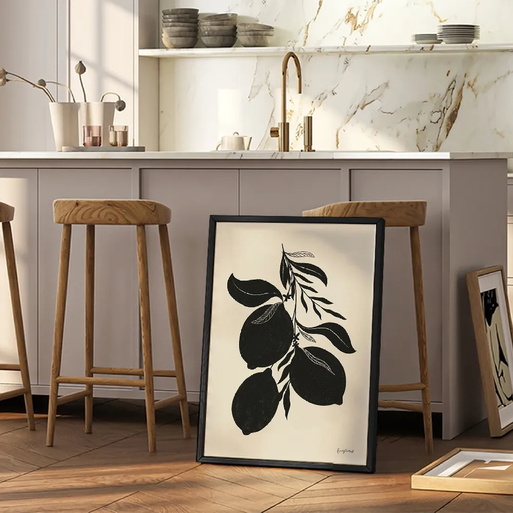 Set of wall art painting,Lemon Silhouette 