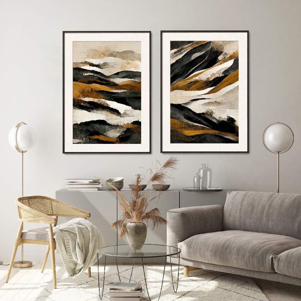Set of wall art painting,Rough Mountains