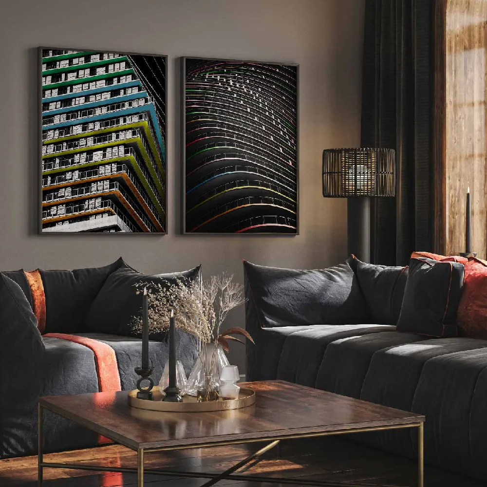 Set of wall art painting,Upstream Building