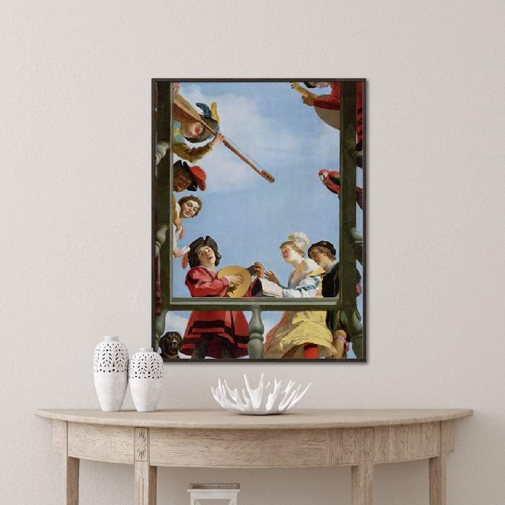 Set of wall art painting,Musical Group on a Balcony