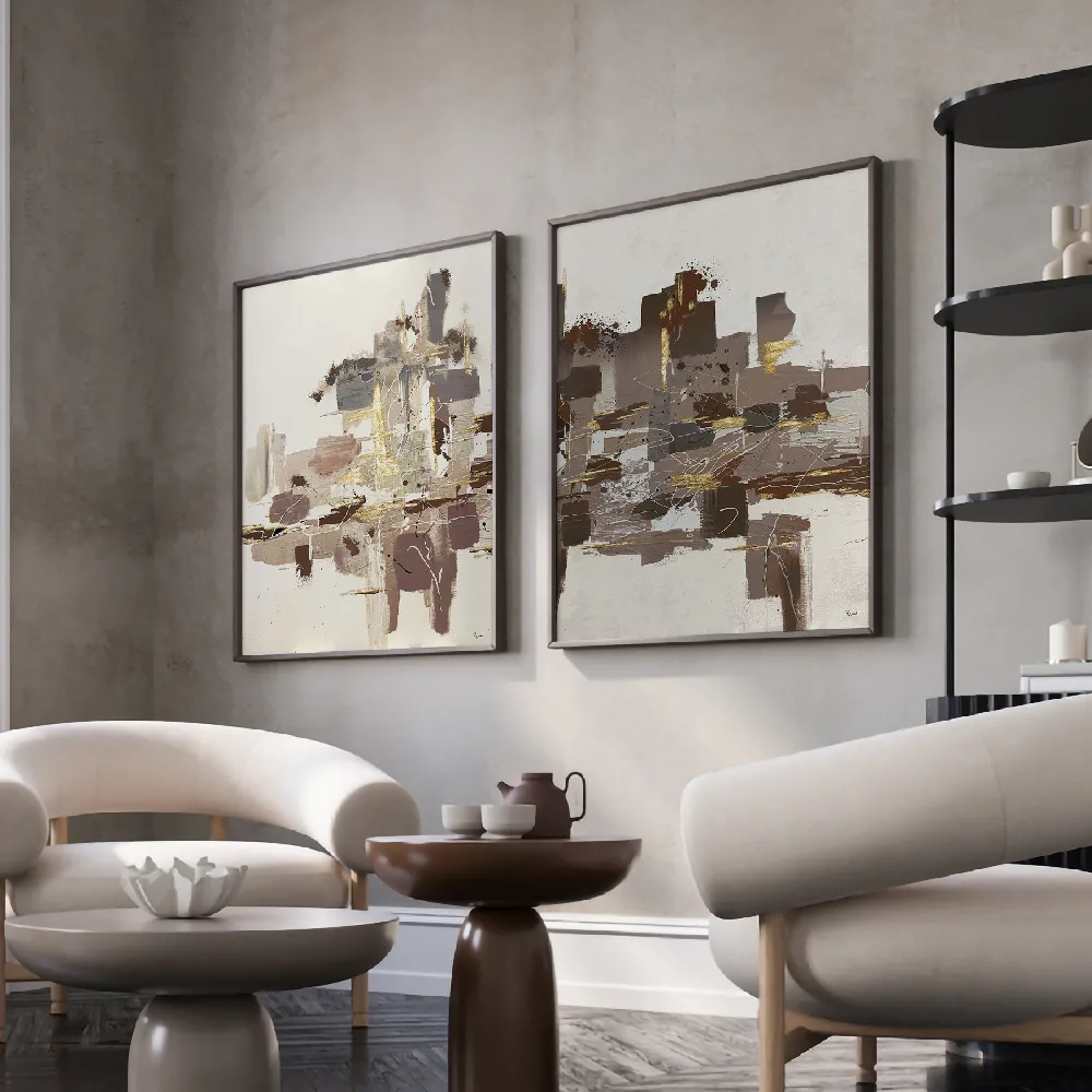 Set of wall art painting,Neutral Abstract