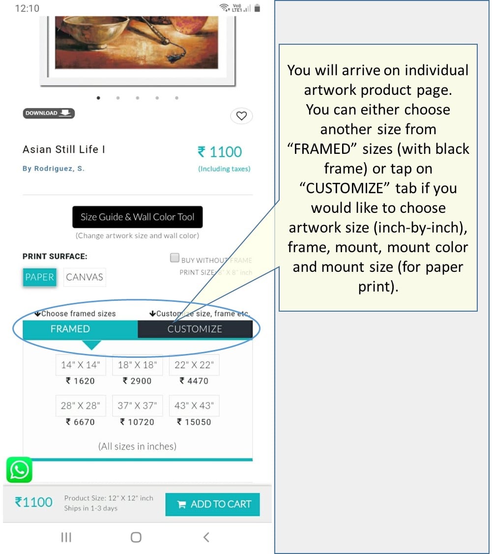 Choose Framed Size or Customze