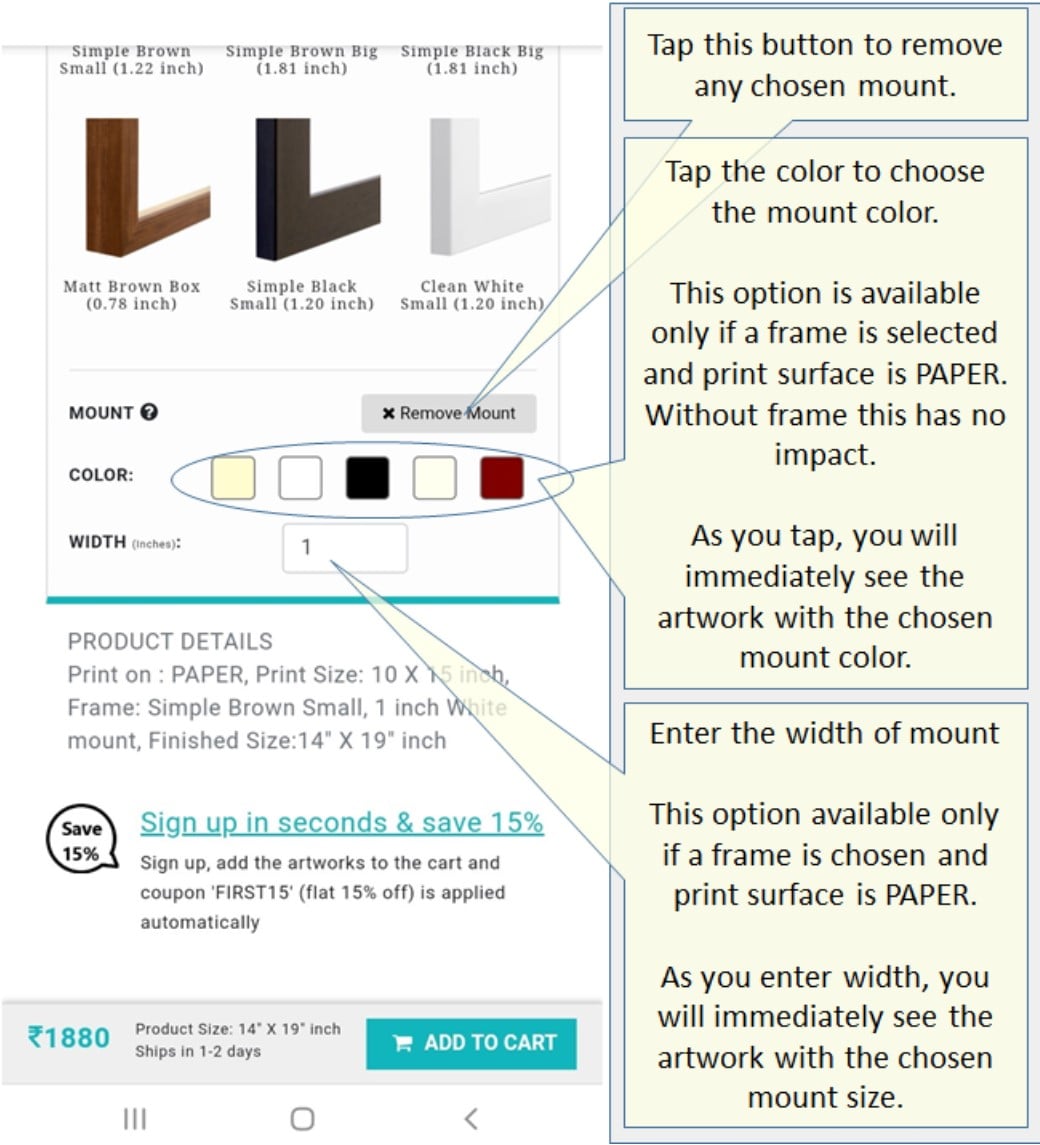 Choose Mount Color and Size