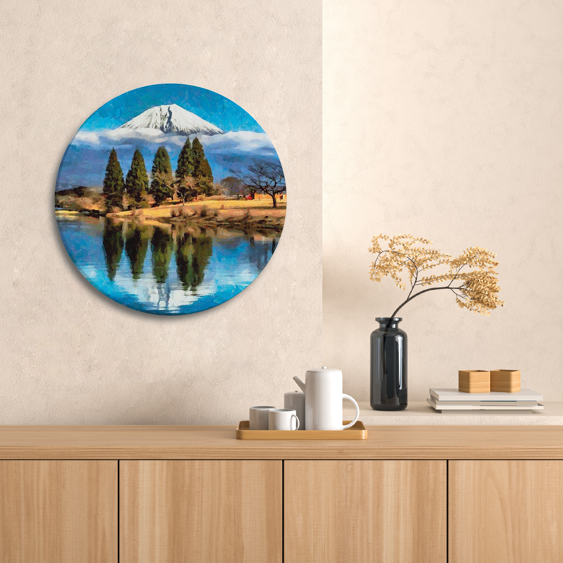 Set of round shaped wall art painting,